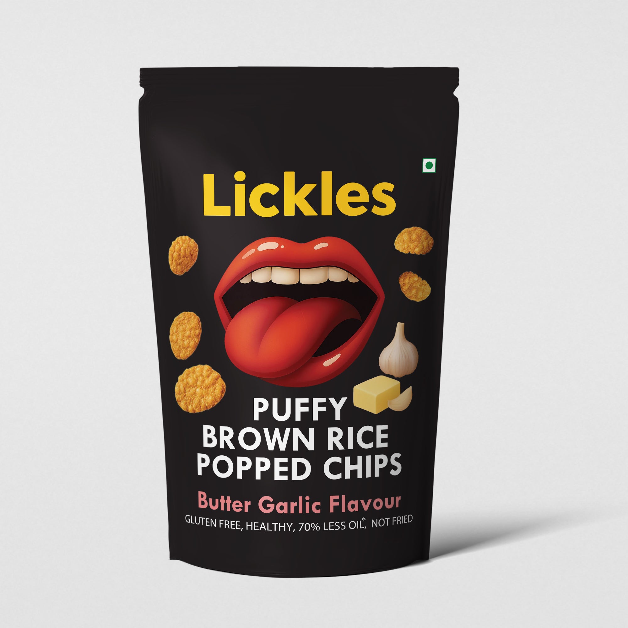 LICKLES Puffy Brown Rice Popped Chips (ButterGarlic)