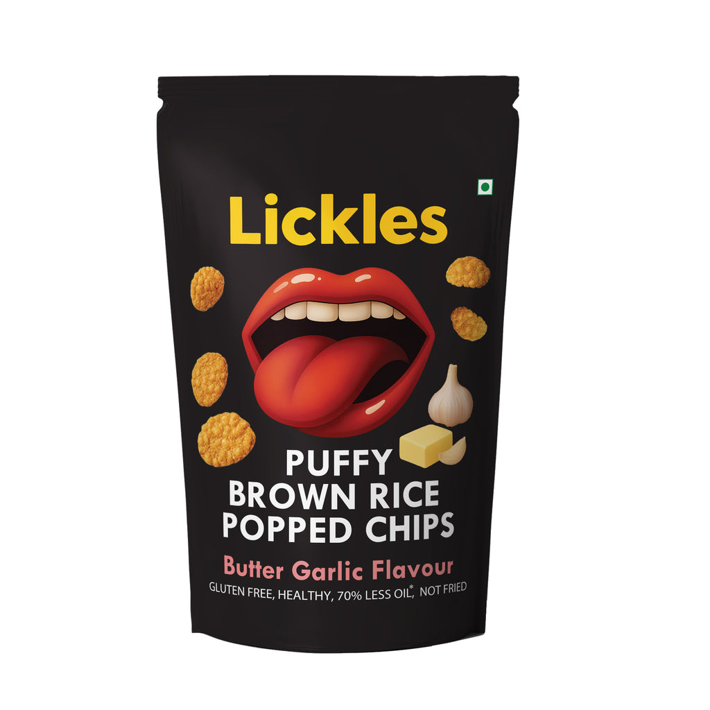 LICKLES Puffy Brown Rice Popped Chips (ButterGarlic)