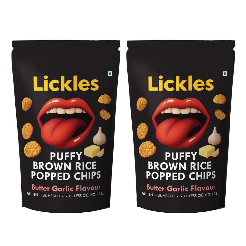 LICKLES Puffy Brown Rice Popped Chips (ButterGarlic)