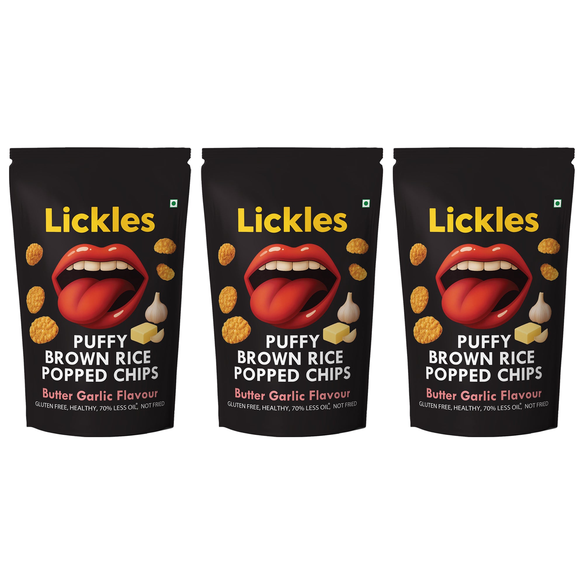 LICKLES Puffy Brown Rice Popped Chips (ButterGarlic)