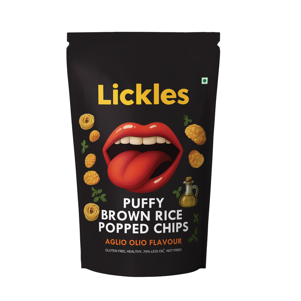 LICKLES Puffy Brown Rice Popped Chips (Aglio Olio)