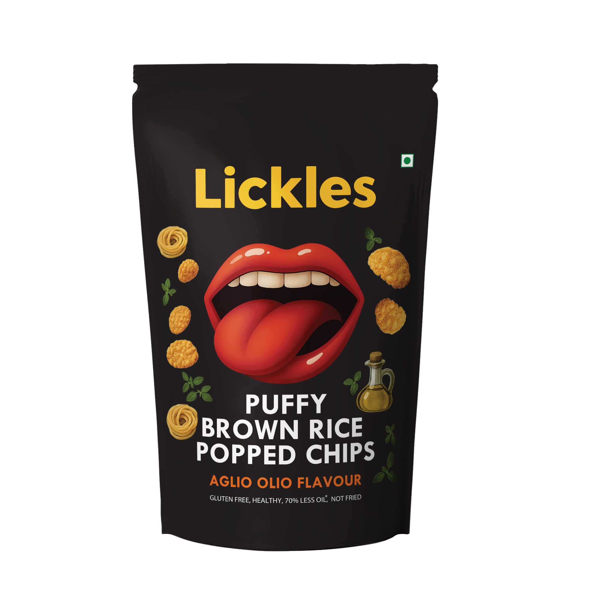 LICKLES Puffy Brown Rice Popped Chips (Aglio Olio)