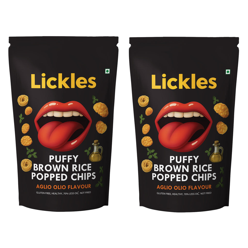 LICKLES Puffy Brown Rice Popped Chips (Aglio Olio)