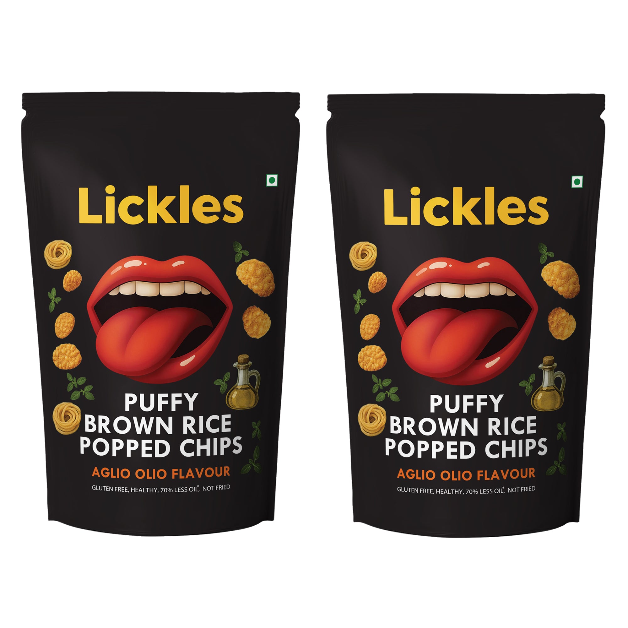 LICKLES Puffy Brown Rice Popped Chips (Aglio Olio)