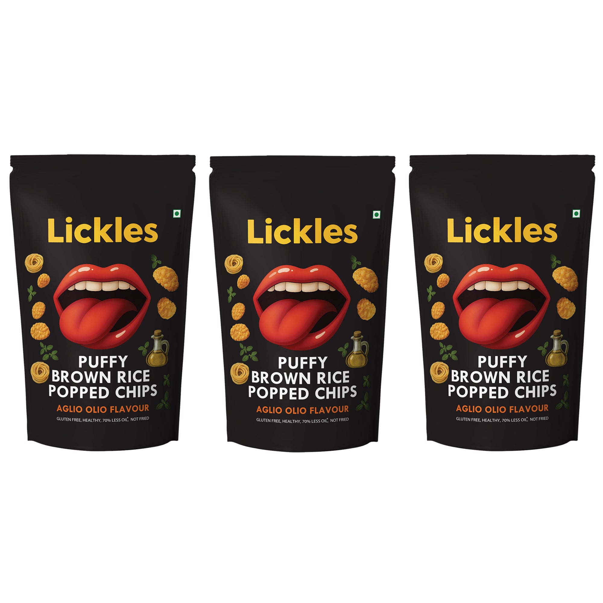 LICKLES Puffy Brown Rice Popped Chips (Aglio Olio)