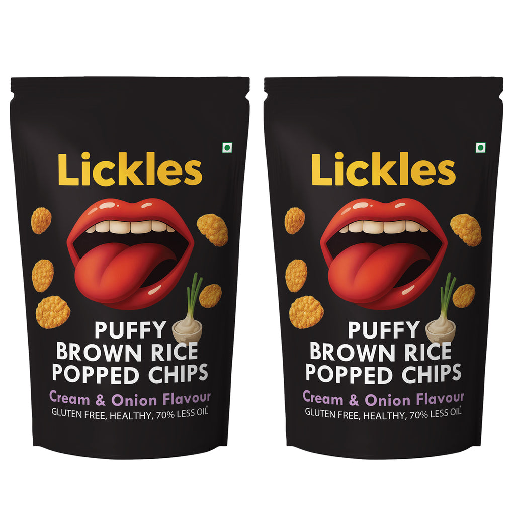 LICKLES Puffy Brown Rice Popped Chips (Cream & Onion)