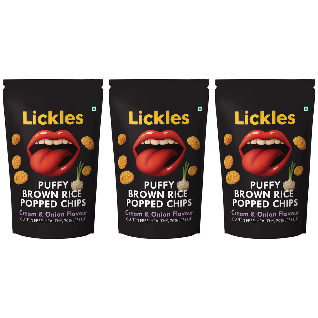 LICKLES Puffy Brown Rice Popped Chips (Cream & Onion)