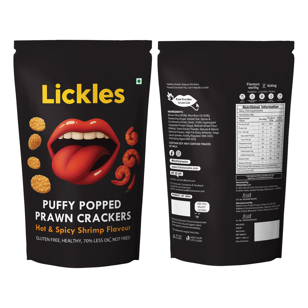 LICKLES Hot n Spicy Shrimp Popped Chips