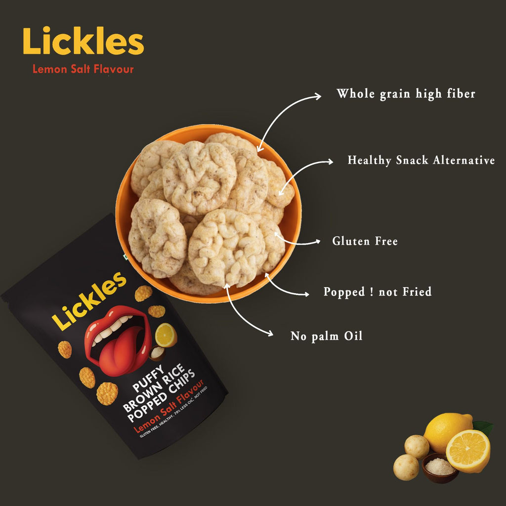 LICKLES Puffy Brown Rice Popped Chips (Lemon Salt)