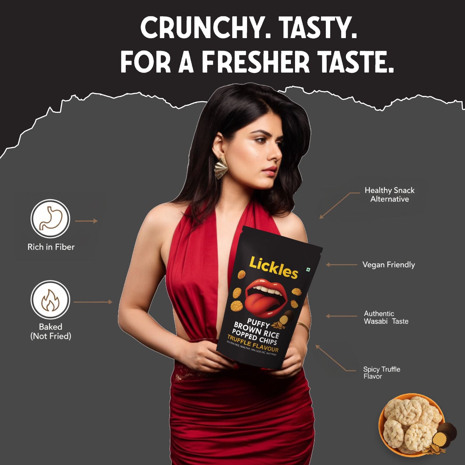 LICKLES Puffy Brown Rice Popped Chips (Truffle)