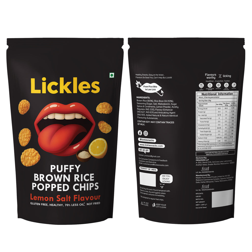 LICKLES Puffy Brown Rice Popped Chips (Lemon Salt)