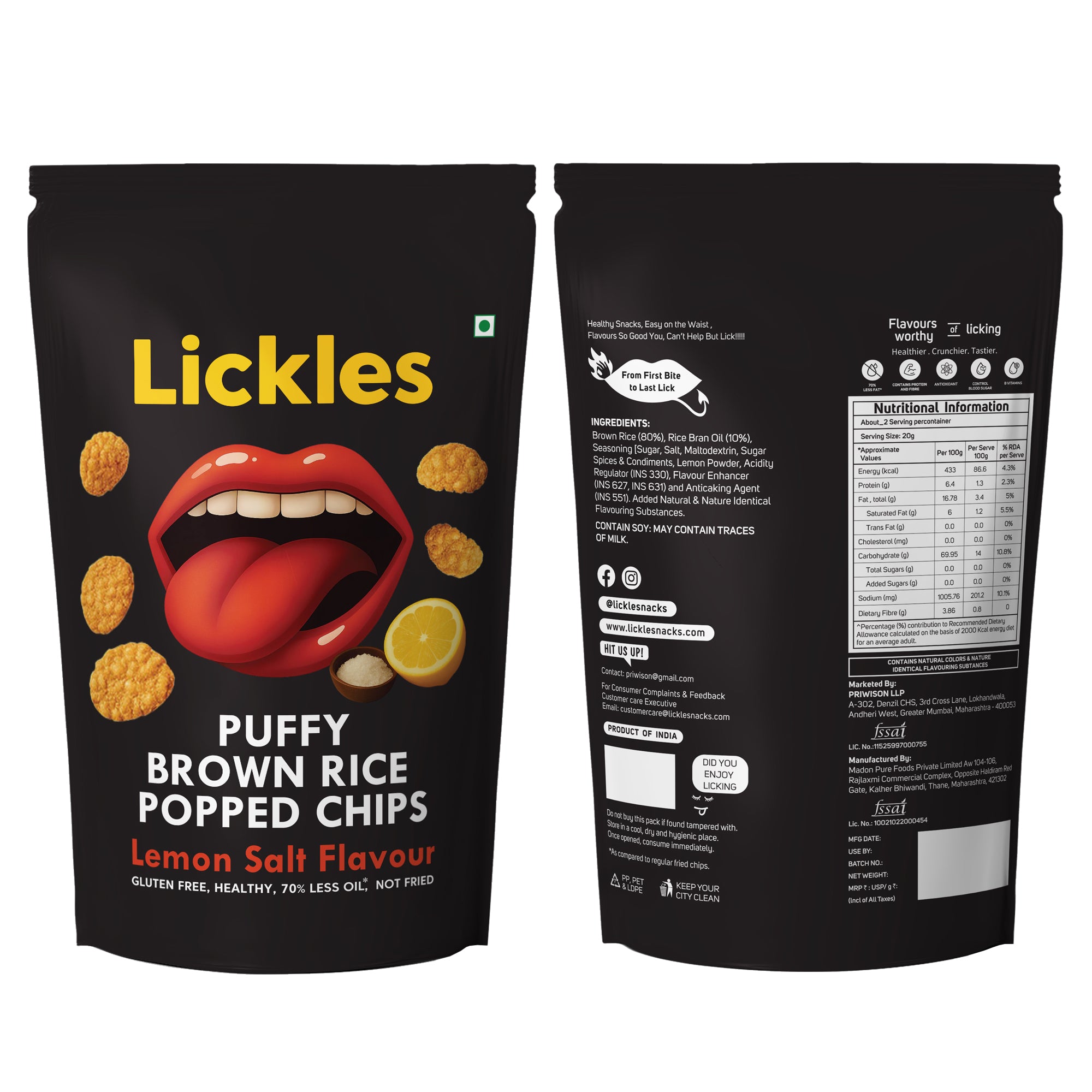 LICKLES Puffy Brown Rice Popped Chips (Lemon Salt)
