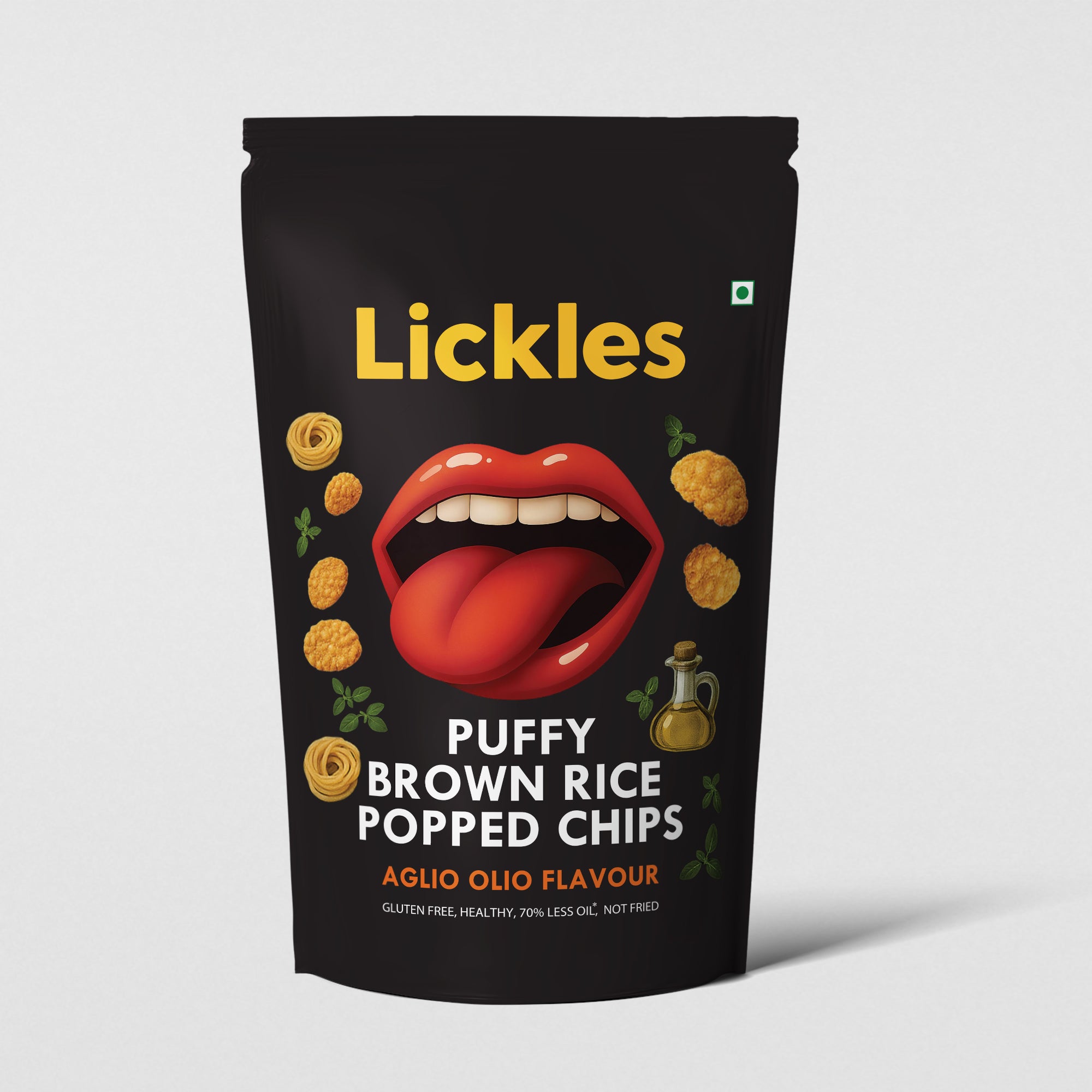 LICKLES Puffy Brown Rice Popped Chips (Aglio Olio)