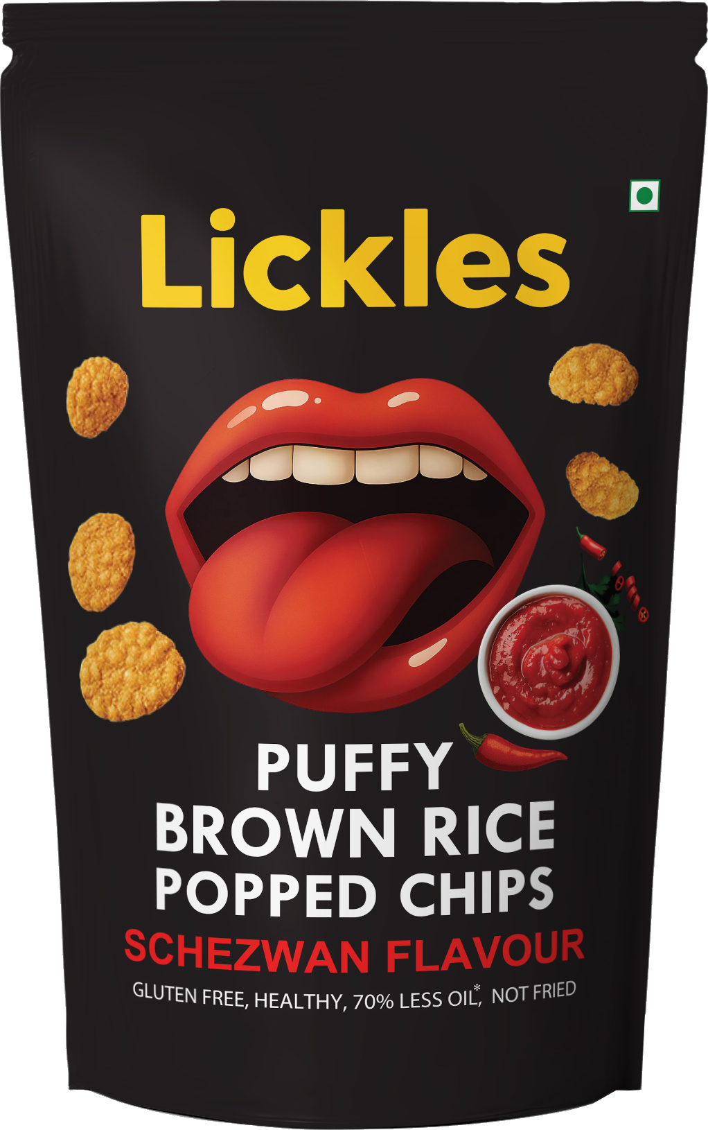 LICKLES Puffy Brown Rice Popped Chips (Schezwan)