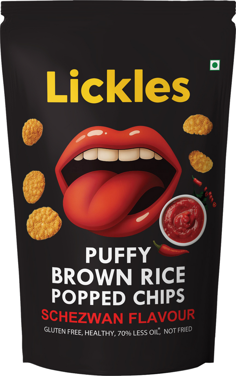 LICKLES Puffy Brown Rice Popped Chips (Schezwan)