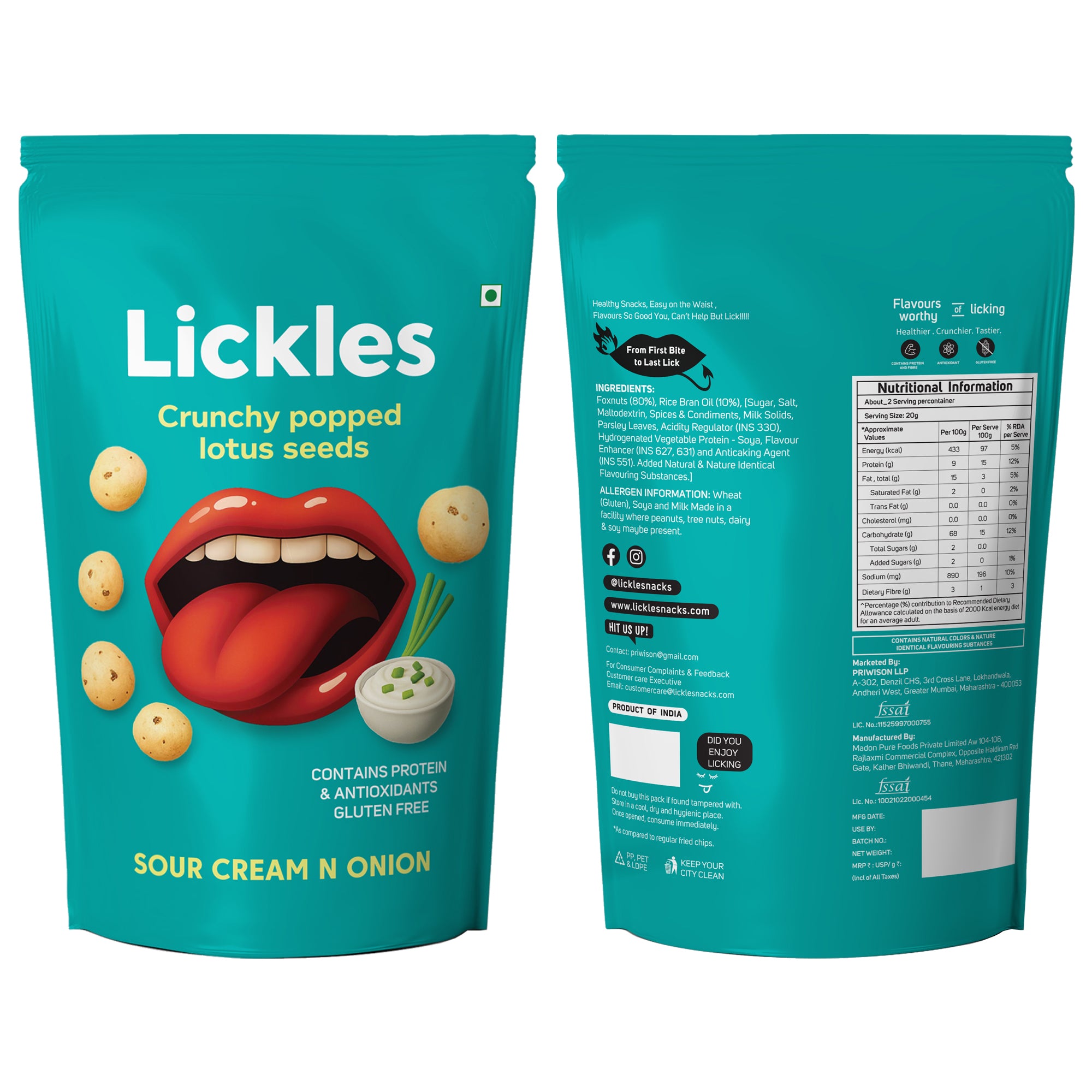 LICKLES Sour Cream & Onion Popped Lotus Seeds