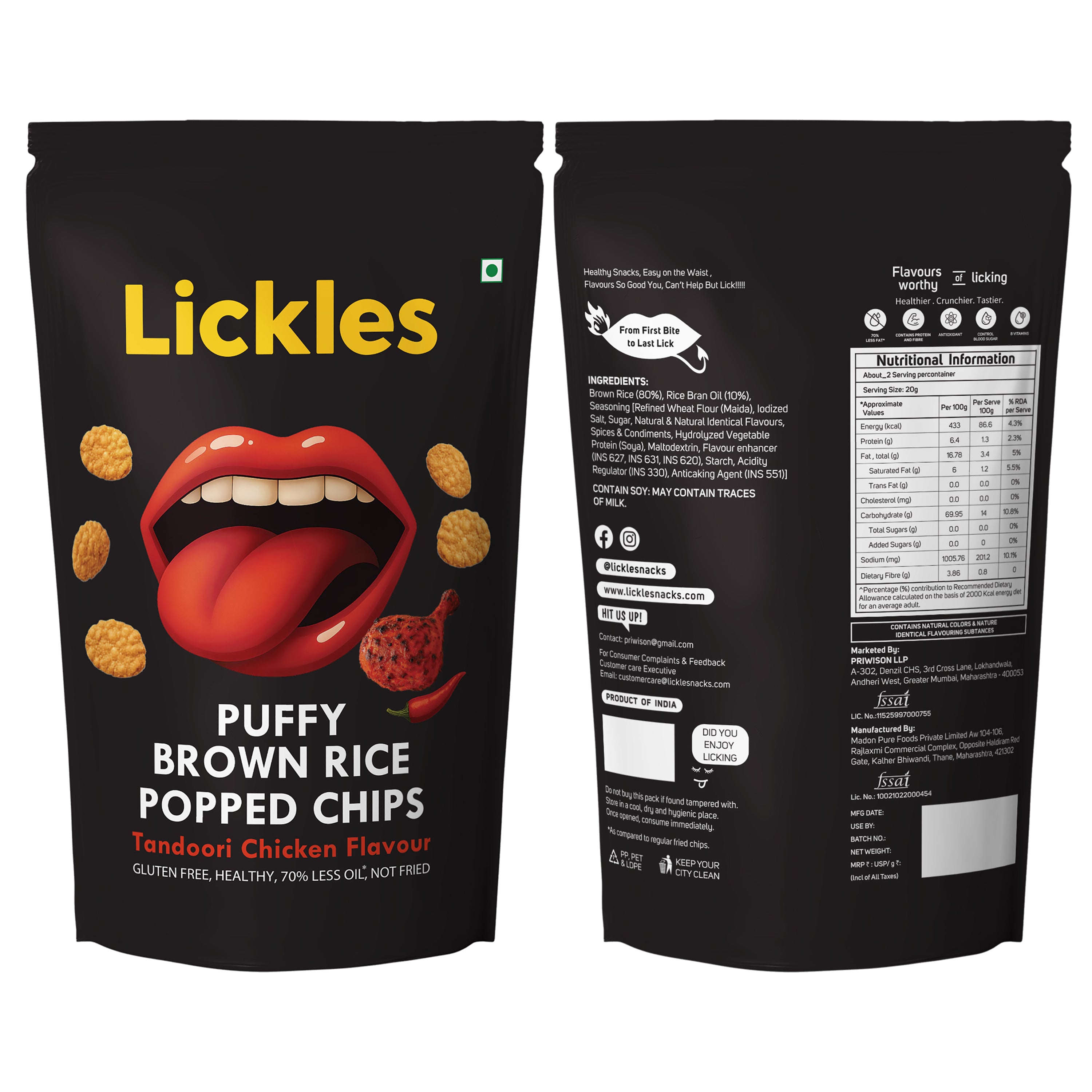 LICKLES Chicken Tandoori Popped Chips