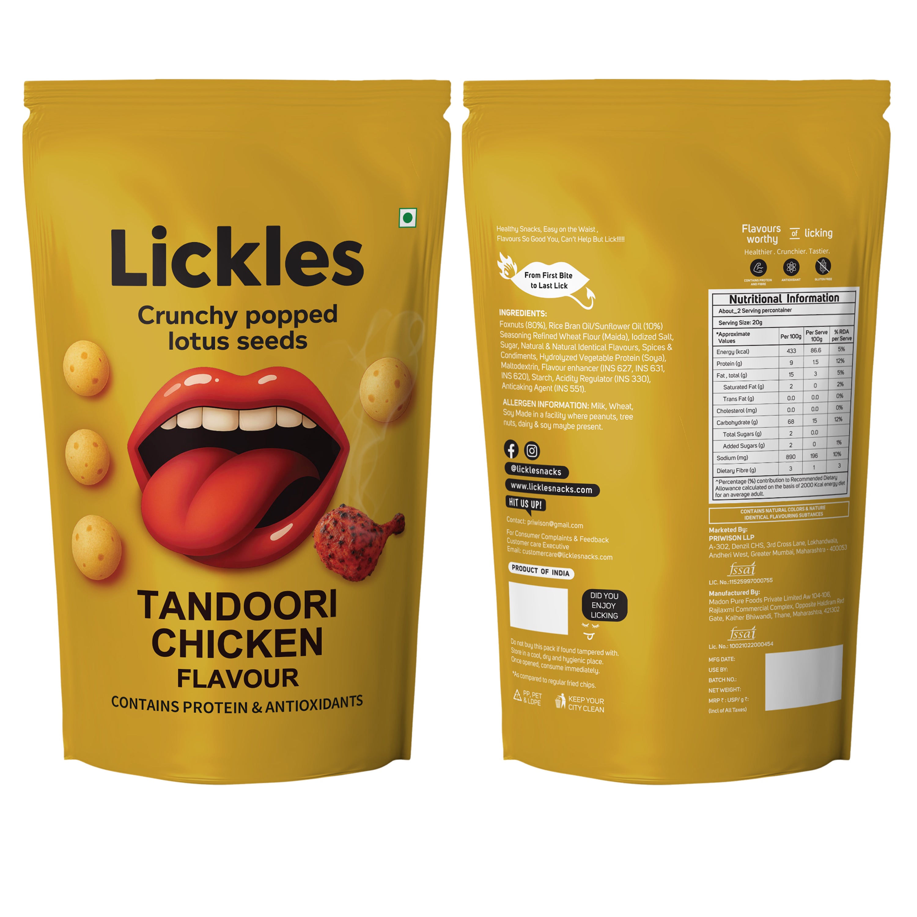 LICKLES Roasted Makhana with Chicken Tandoori Flavor