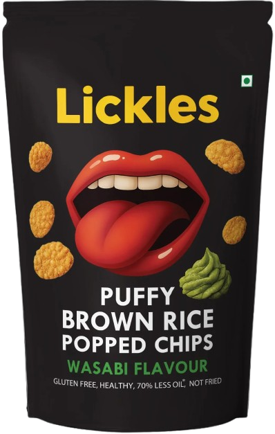 LICKLES Puffy Brown Rice Popped Chips (Wasabi Flavour)