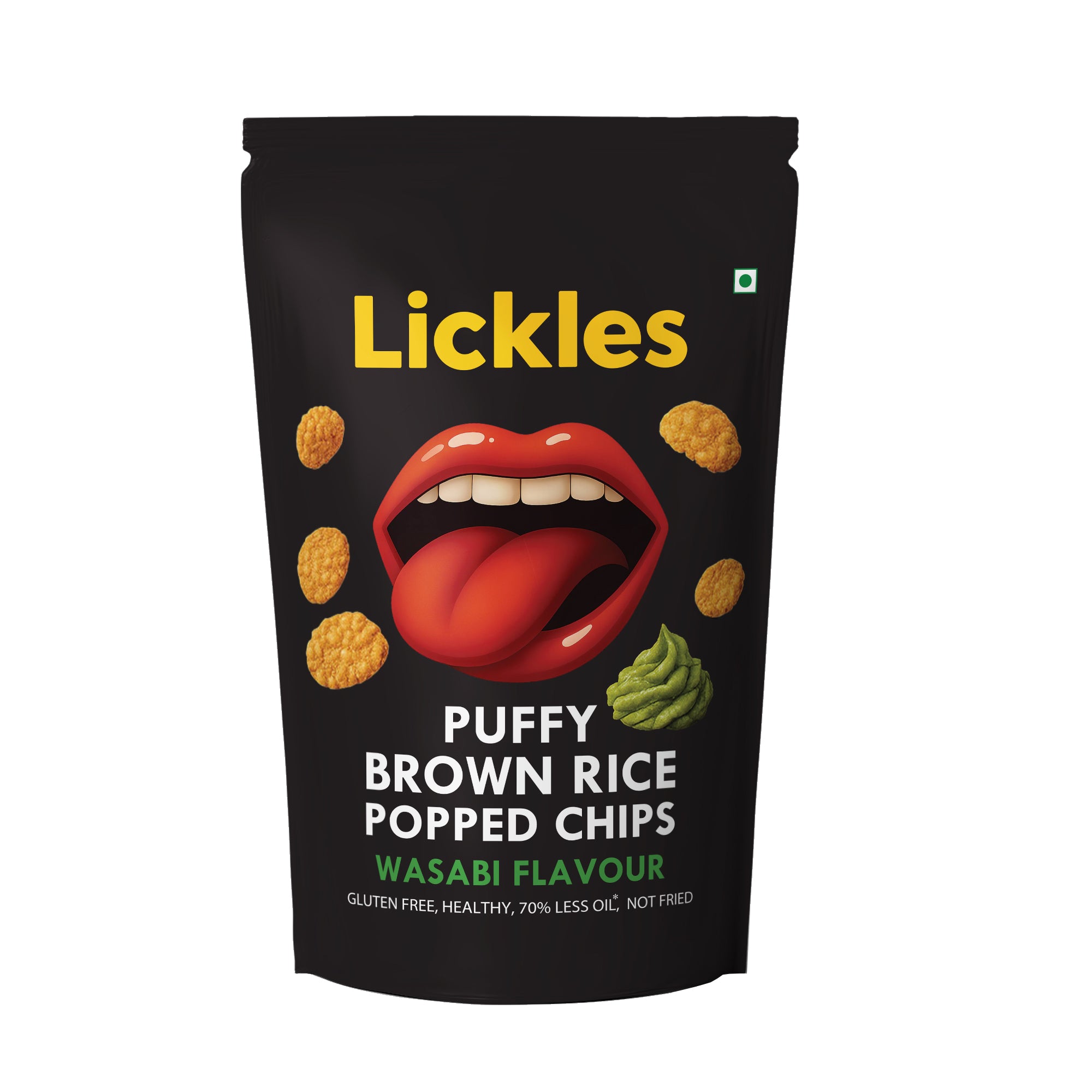 LICKLES Puffy Brown Rice Popped Chips (Wasabi Flavour)
