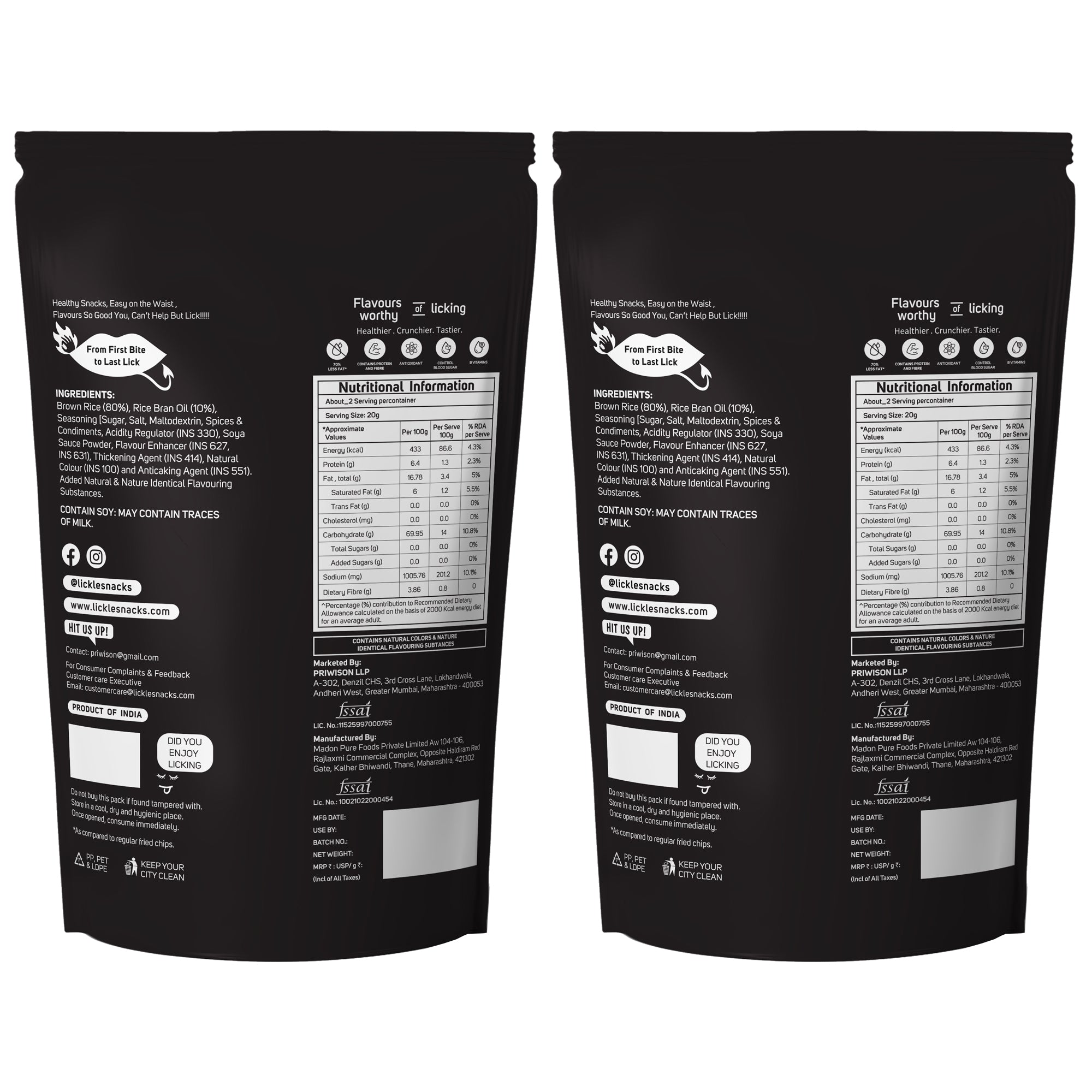 LICKLES Puffy Brown Rice Popped Chips (Wasabi Flavour)