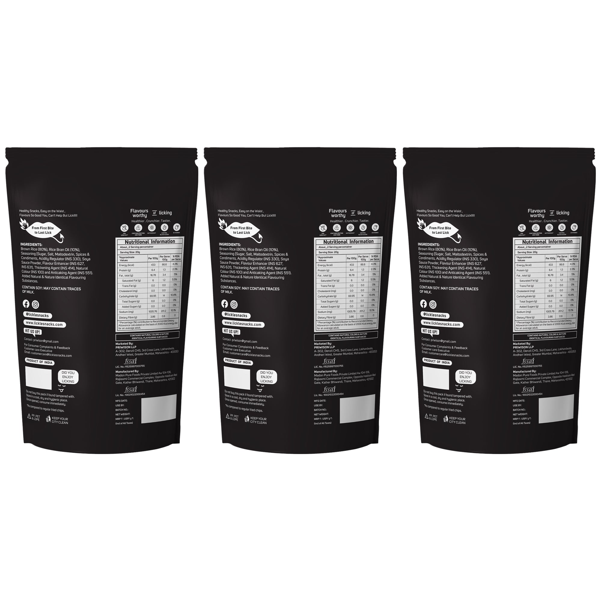 LICKLES Puffy Brown Rice Popped Chips (Wasabi Flavour)