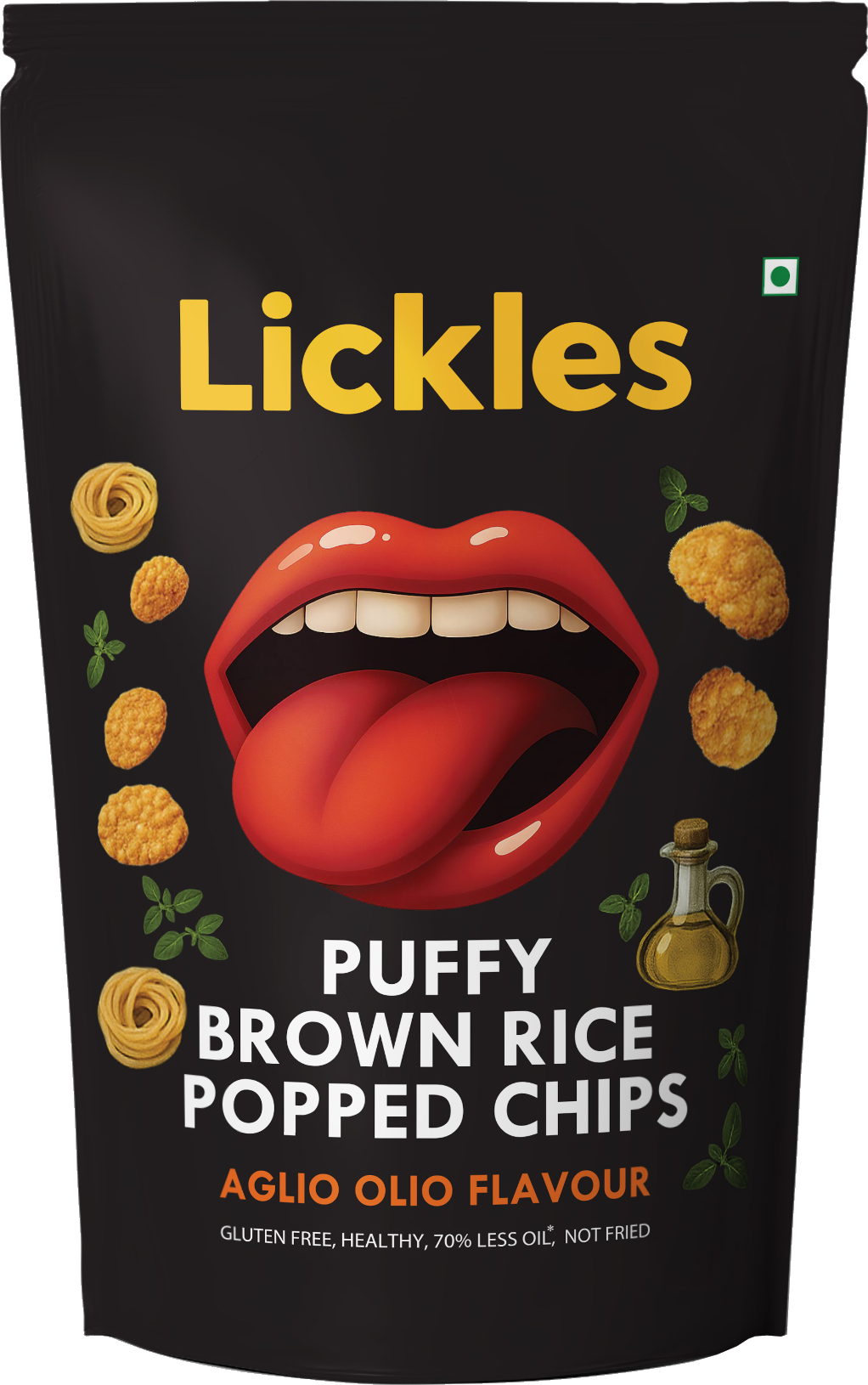 LICKLES Puffy Brown Rice Popped Chips (Aglio Olio)
