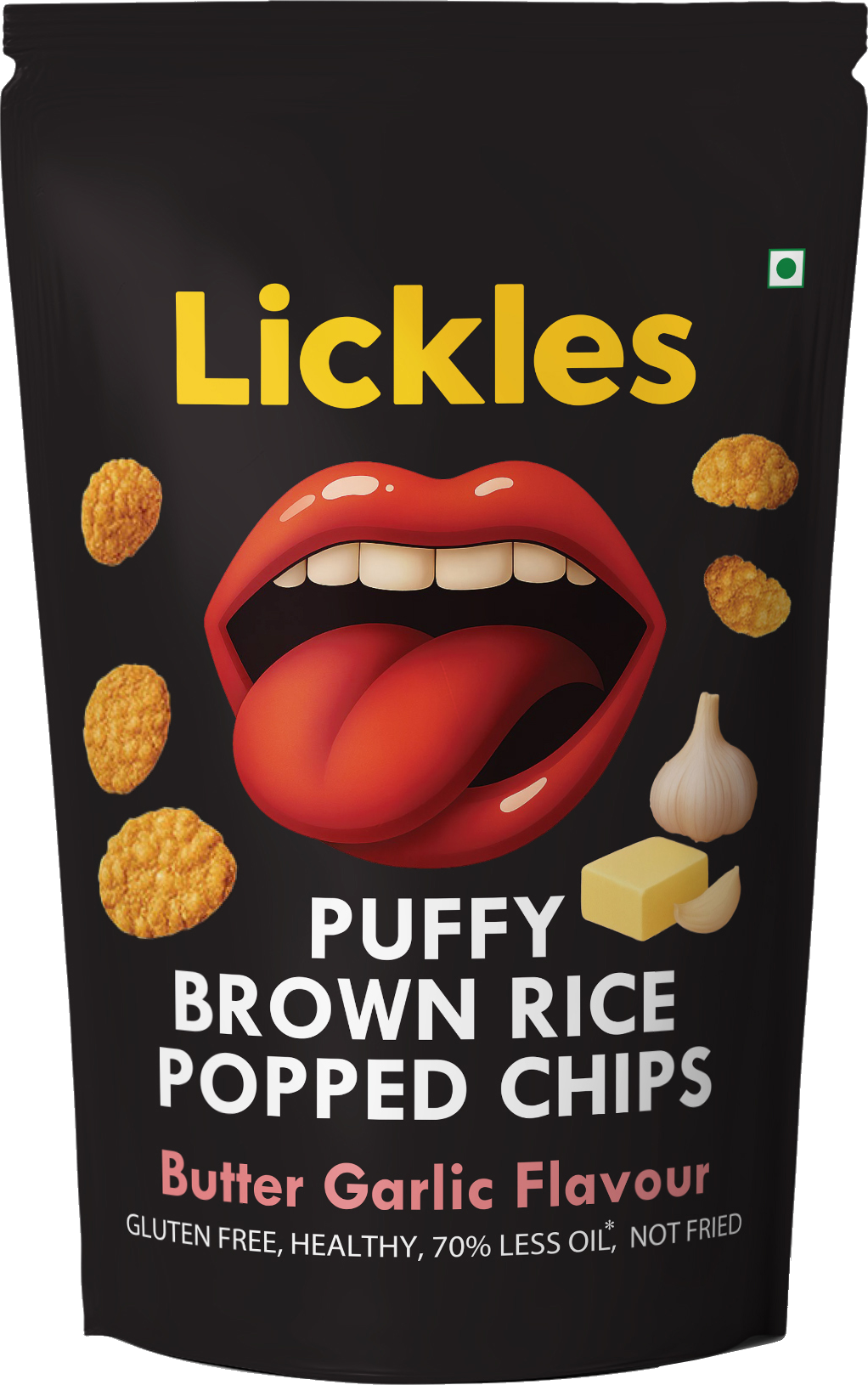 LICKLES Puffy Brown Rice Popped Chips (ButterGarlic)